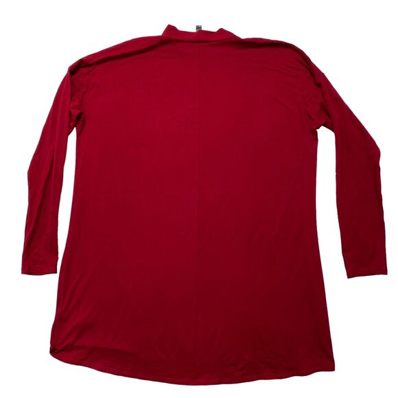 EILEEN FISHER Viscose Jersey Red High Neck Long Sleeve Top Size XS Stretch - Picture 4 of 10